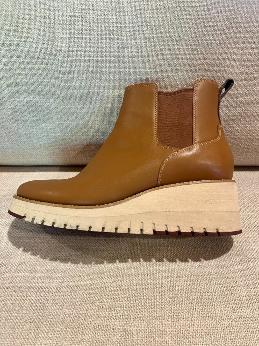 Cole Haan ZeroGrand City Wedge Chelsea Boot Tan Leather Ankle Bootie - Picture 12 of 14